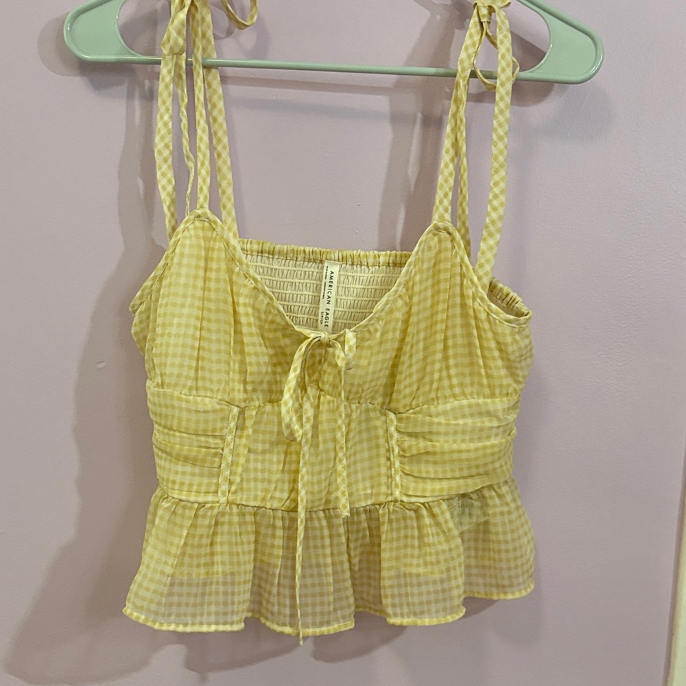 American Eagle Outfitters Yellow Checkered Camisole
